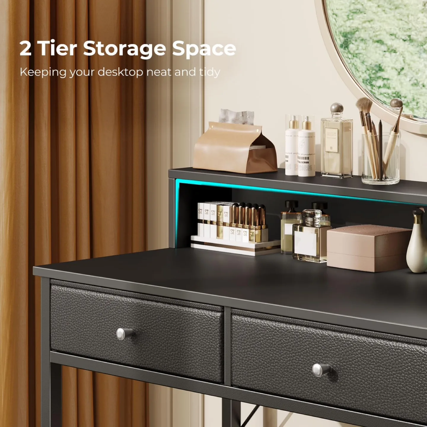 New Seventable Vanity Desk, Storage Drawers & Power Outlets image indicator(6)