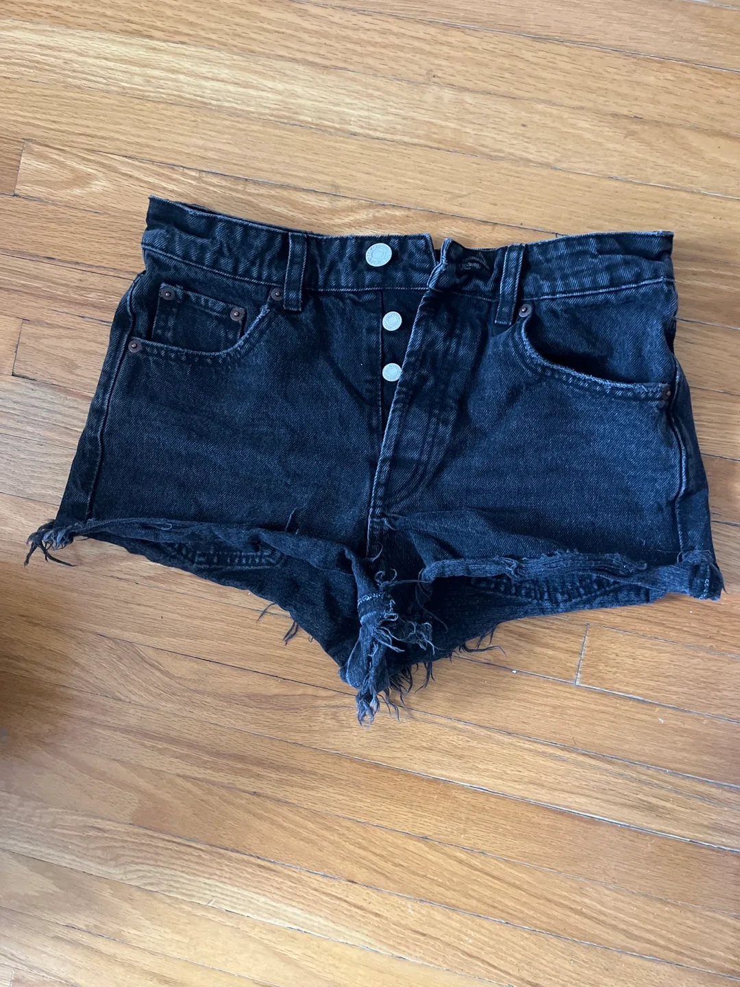 ZARA Black Denim Shorts thumbnail