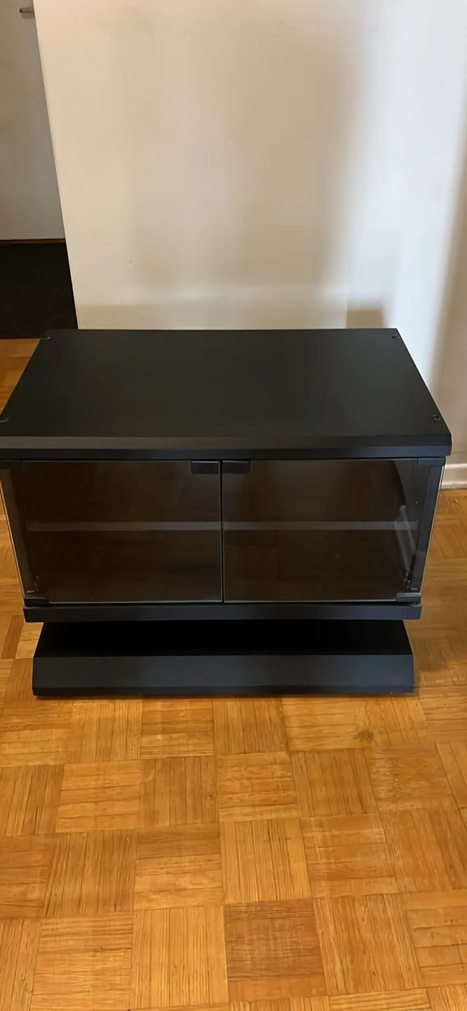 Black TV Stand with Glass Doors thumbnail