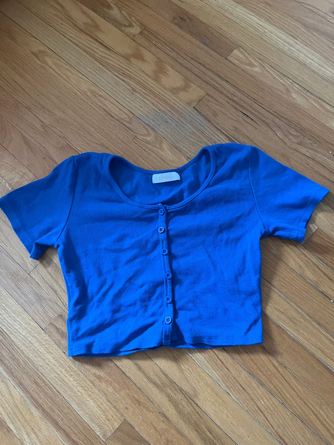 Air Space Blue Ribbed Crop Top thumbnail