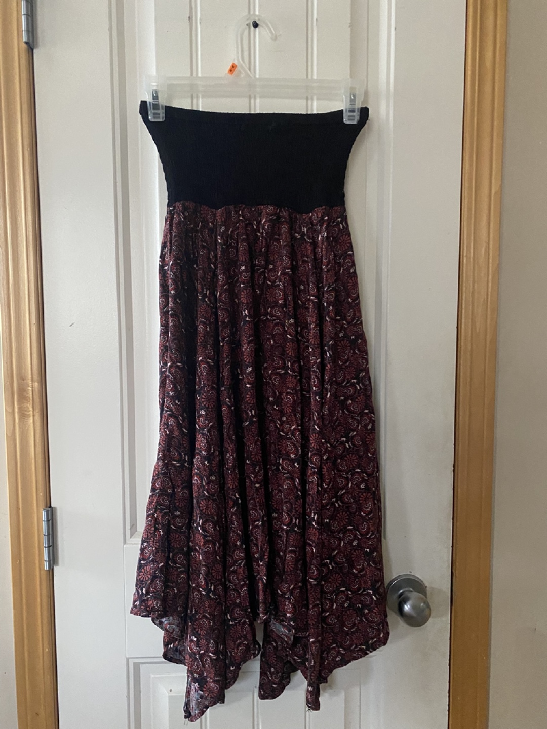 Free People Black and Red Asymmetrical tube midi Dress - photo 3