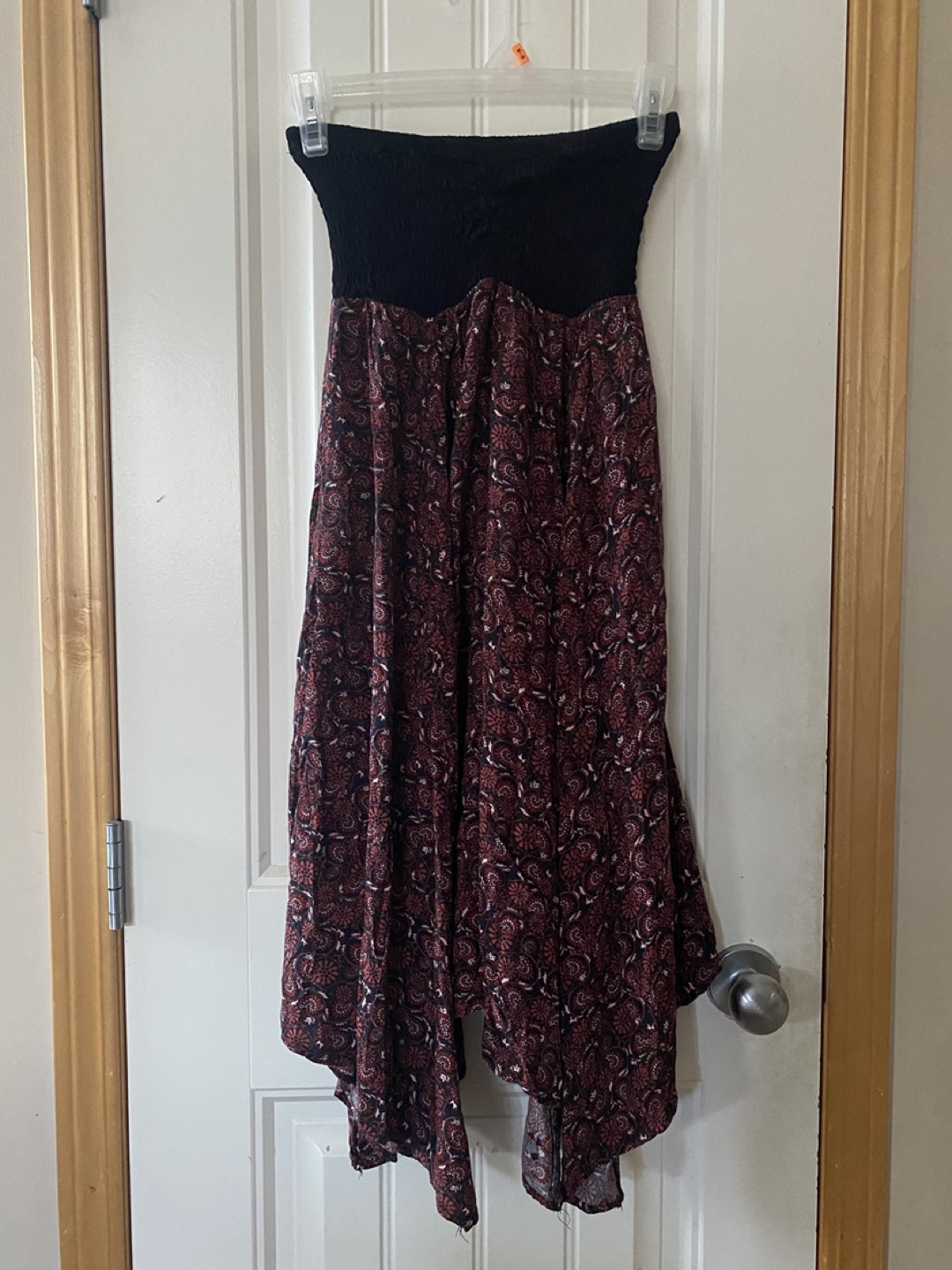 Free People Black and Red Asymmetrical tube midi Dress