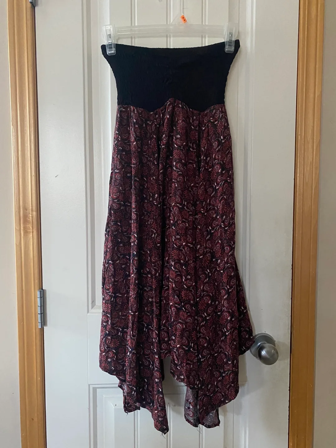 Free People Black and Red Asymmetrical tube midi Dress thumbnail