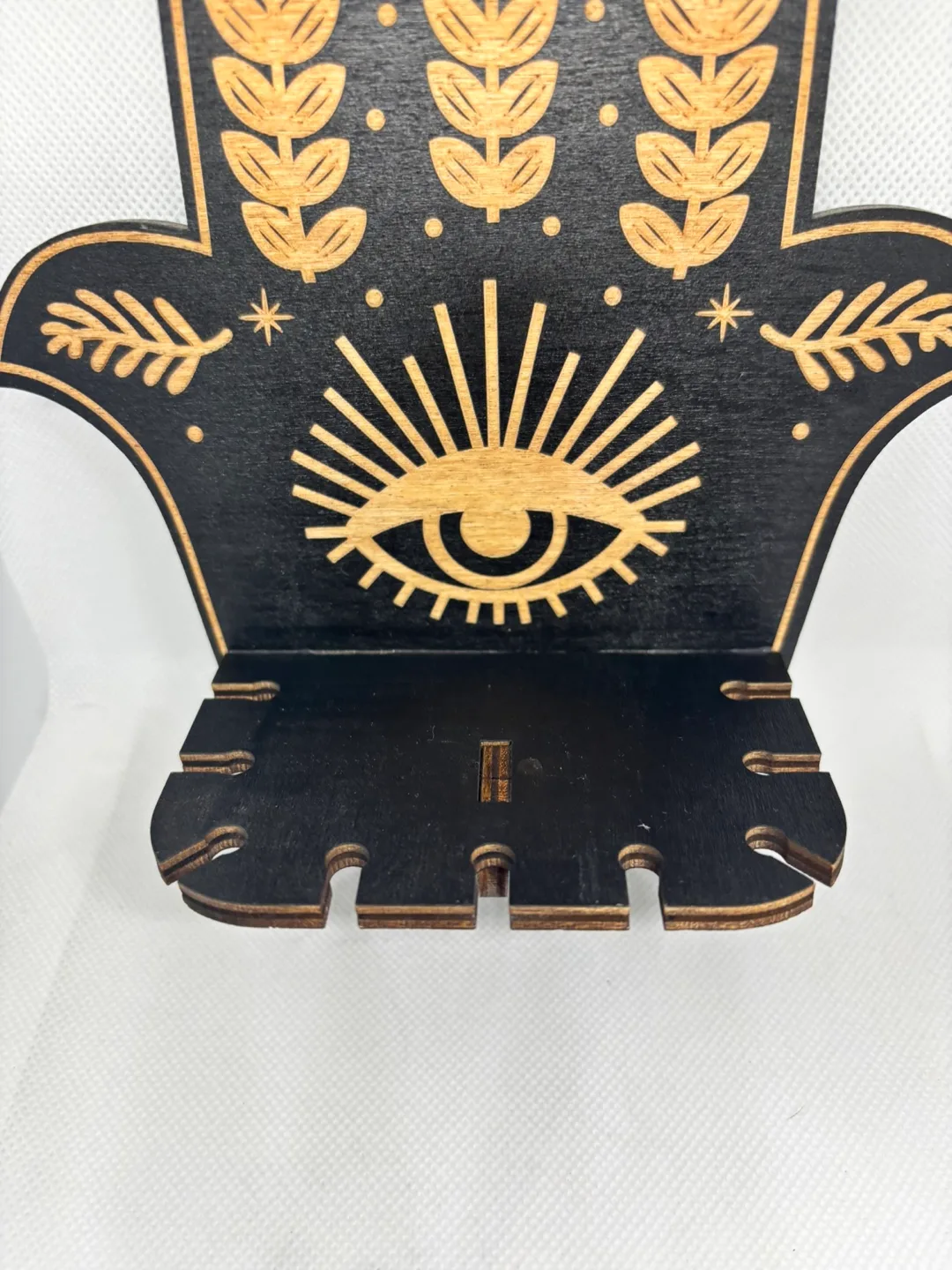 Hamsa Hand Shelf - Black Wood thumbnail