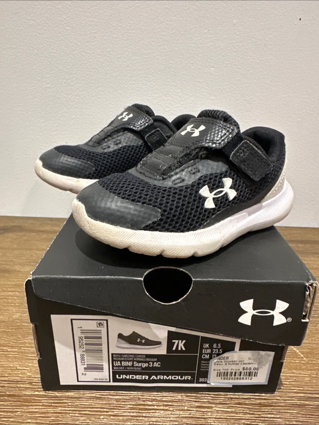 Under Armour UA BINF Surge 3 AC Toddler Shoes - Size 7K thumbnail