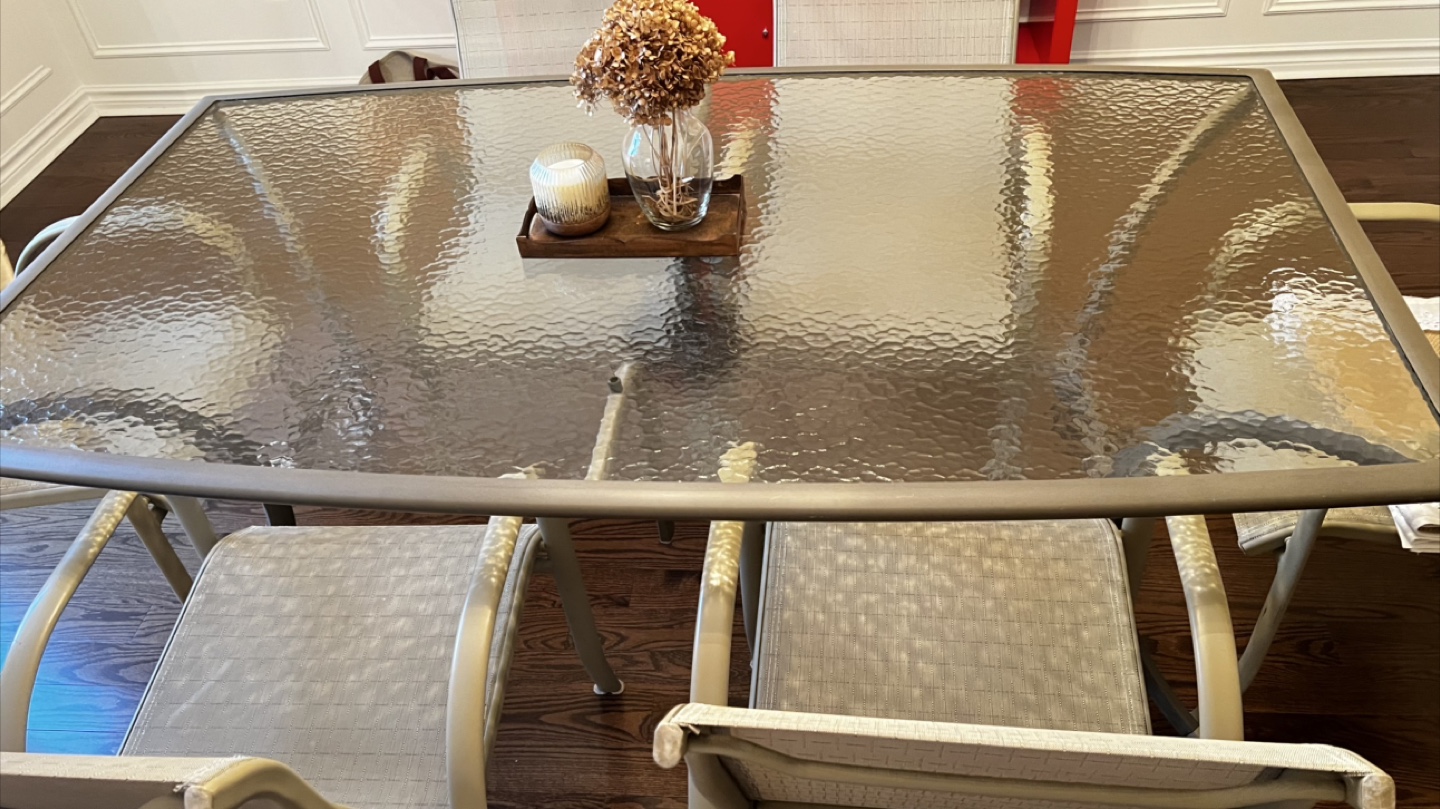 Patio Table with 6 Chairs + floor base - Glass Top - photo 2