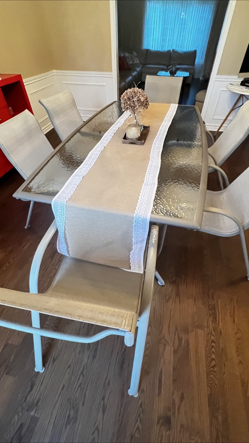 Patio Table with 6 Chairs + floor base - Glass Top - photo 3