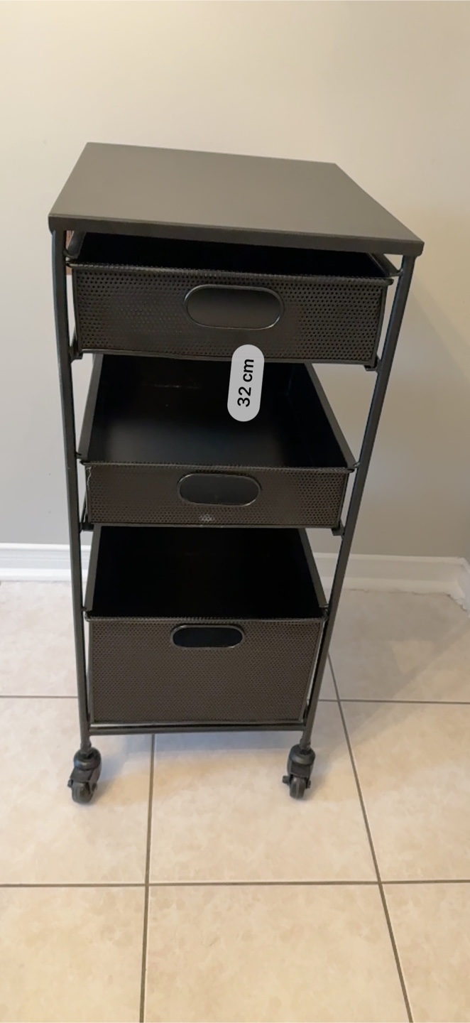 Metal Rolling Cart with 3 Drawers - 32cm - photo 5