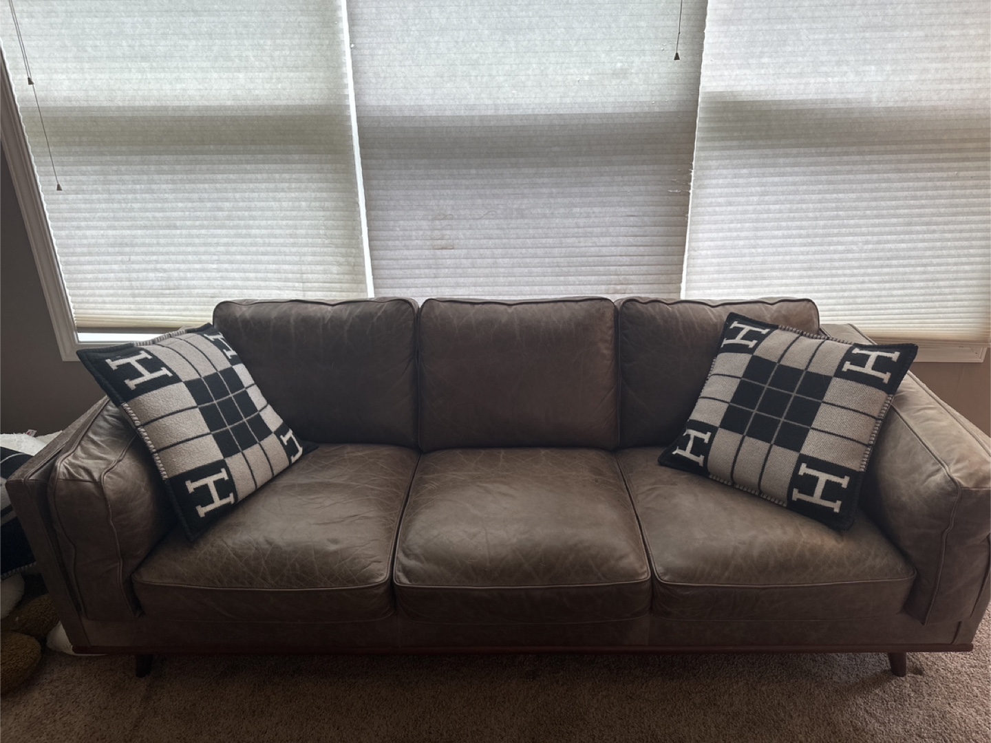 Structube Leather Sofa - Brown