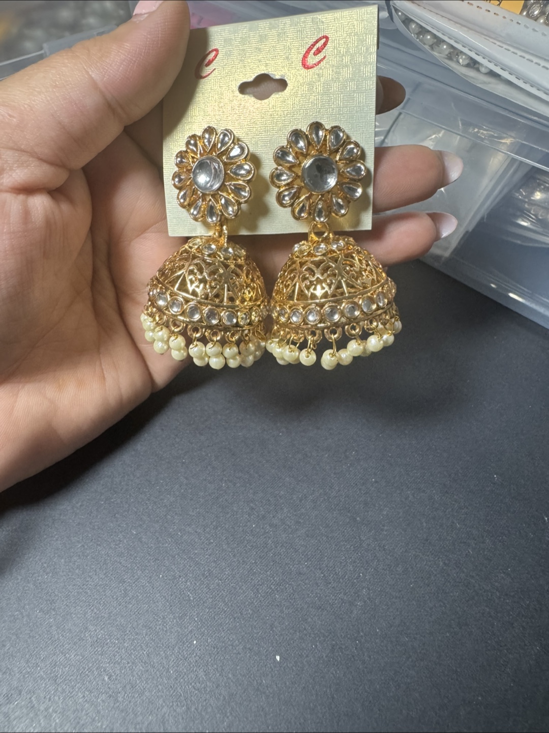 Jhumka Earrings - Gold Tone
