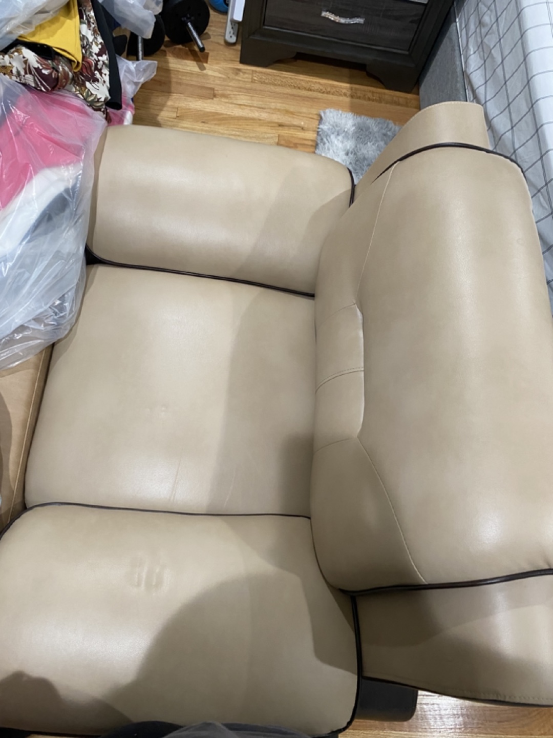 Beige Leather Sofa