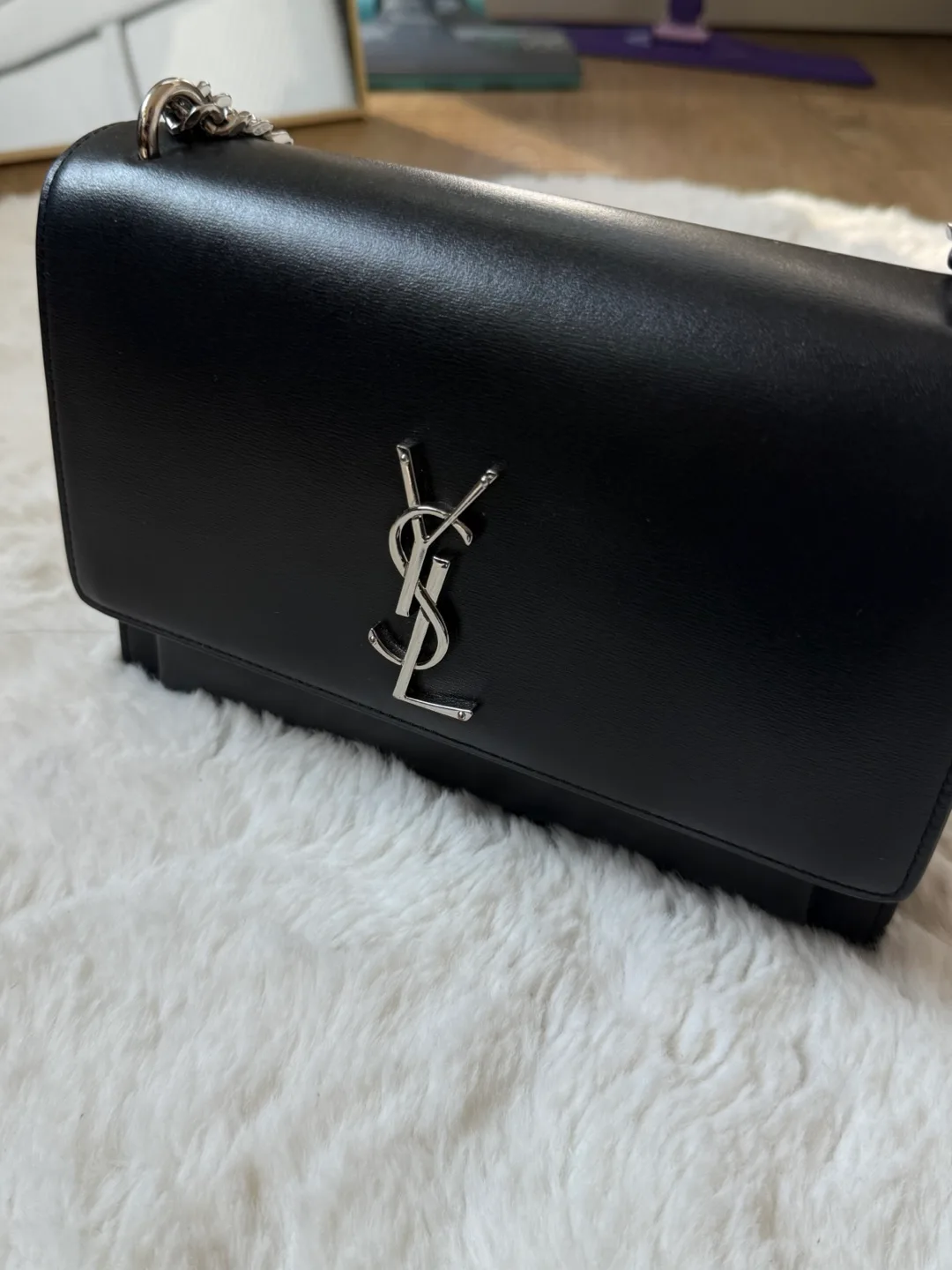 Black Leather Chain Cross Bag thumbnail