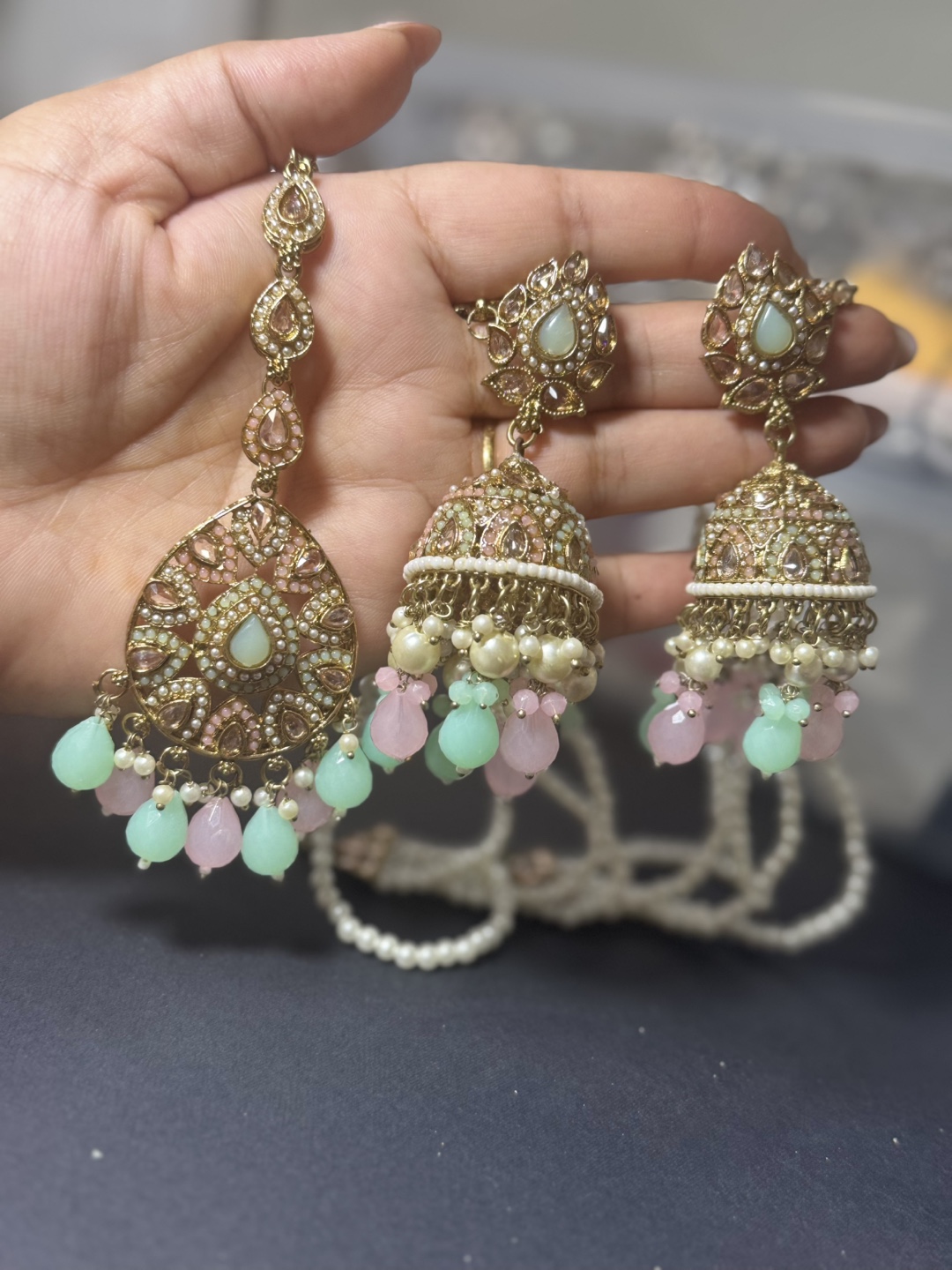 Jhumka Earrings with Tikka Set