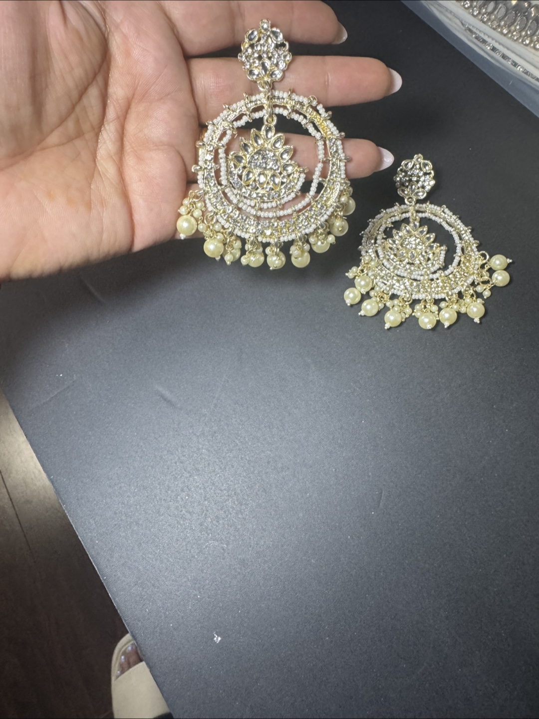 Statement Earrings - Pearl & Rhinestone