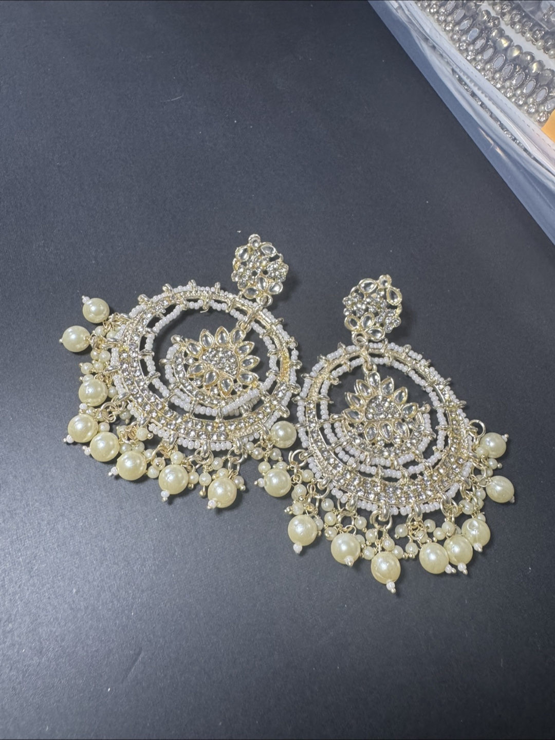 Statement Earrings - Pearl & Rhinestone - photo 2