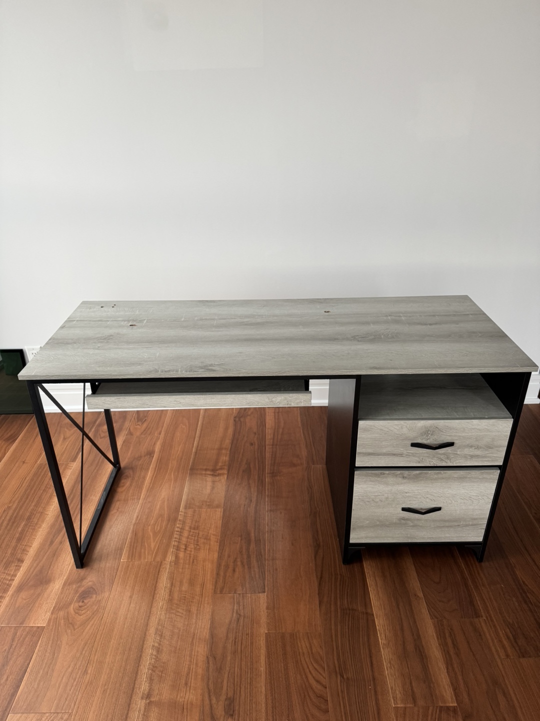 Computer Desk with Extendable Keyboard Tray and 2 Drawers