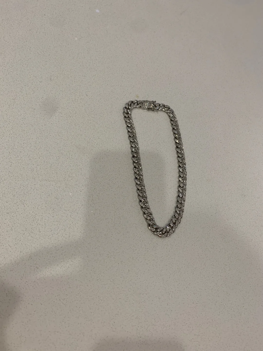 Silver-tone Rhinestone Chain Necklace thumbnail
