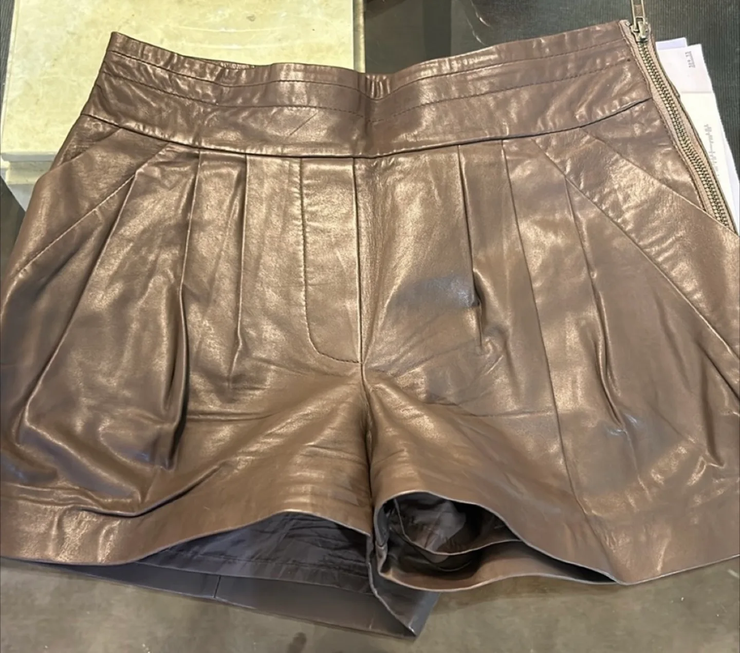 Mackage Brown Leather Shorts, Size 8 thumbnail