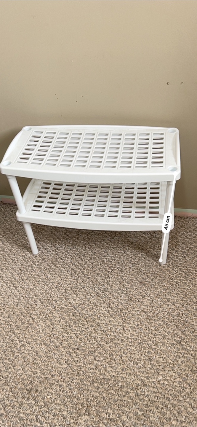 White Plastic 2-Tier Shelf
