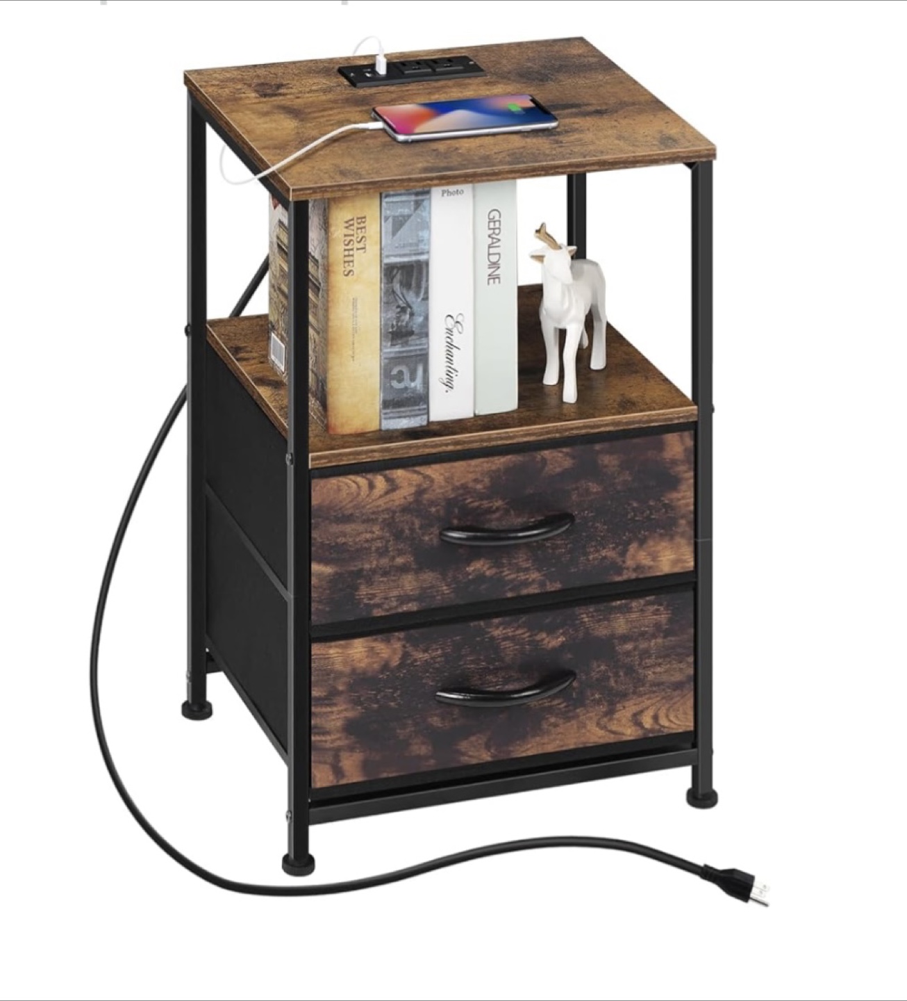 Two Nightstands with USB Charging Station and power sockets - photo 2