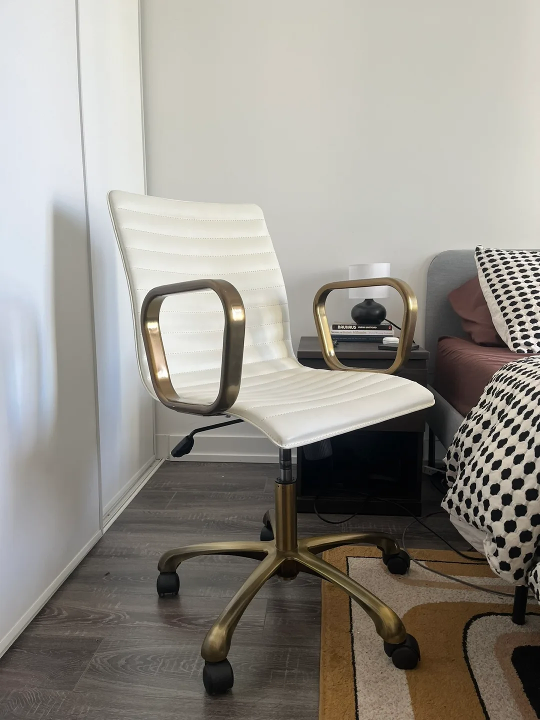 White & Brass Office Chair thumbnail