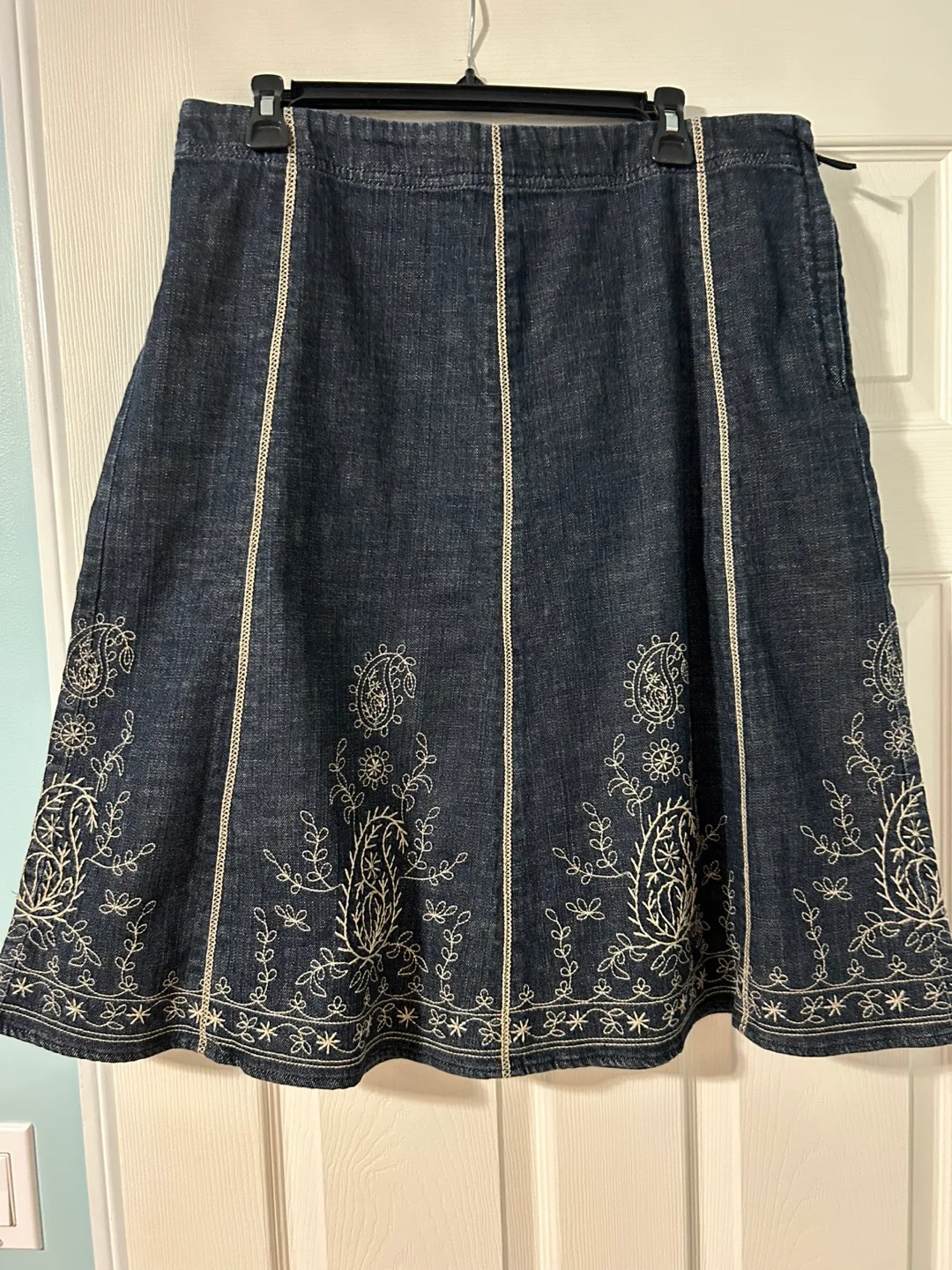 Denim Skirt with Embroidered Details-size 14-16 thumbnail