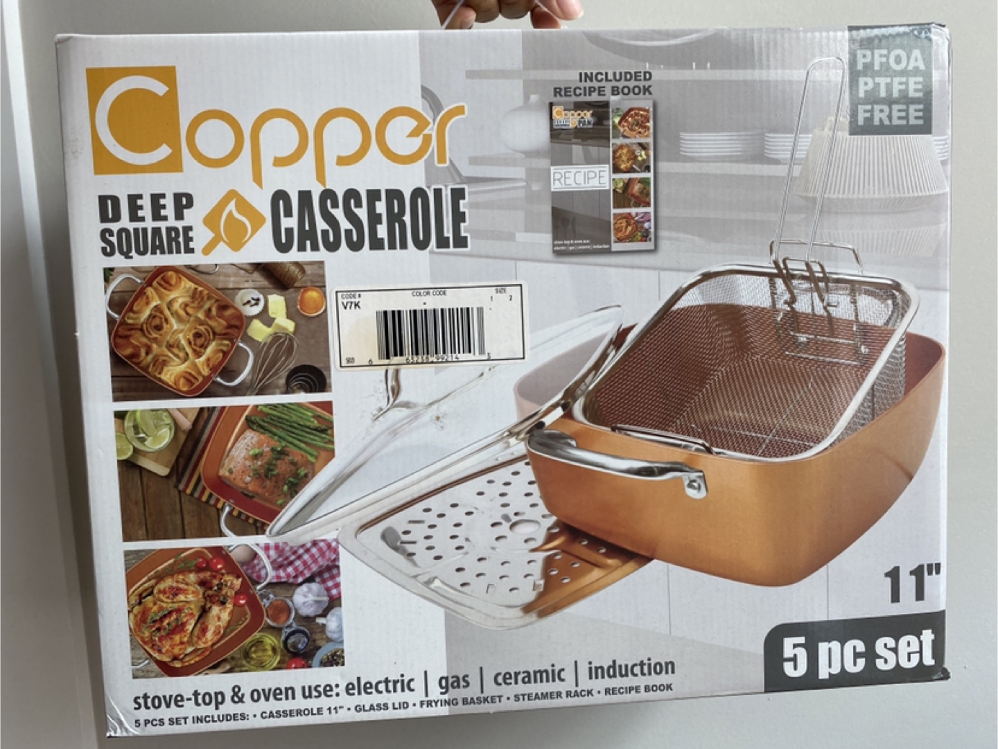 Copper Deep Square Casserole 5-Piece Set - New