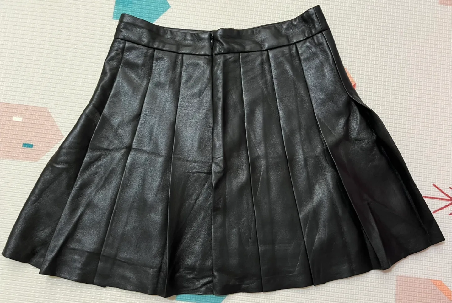 SUNDAY BEST Black Leather Mini Pleated Skirt (Size 0) thumbnail