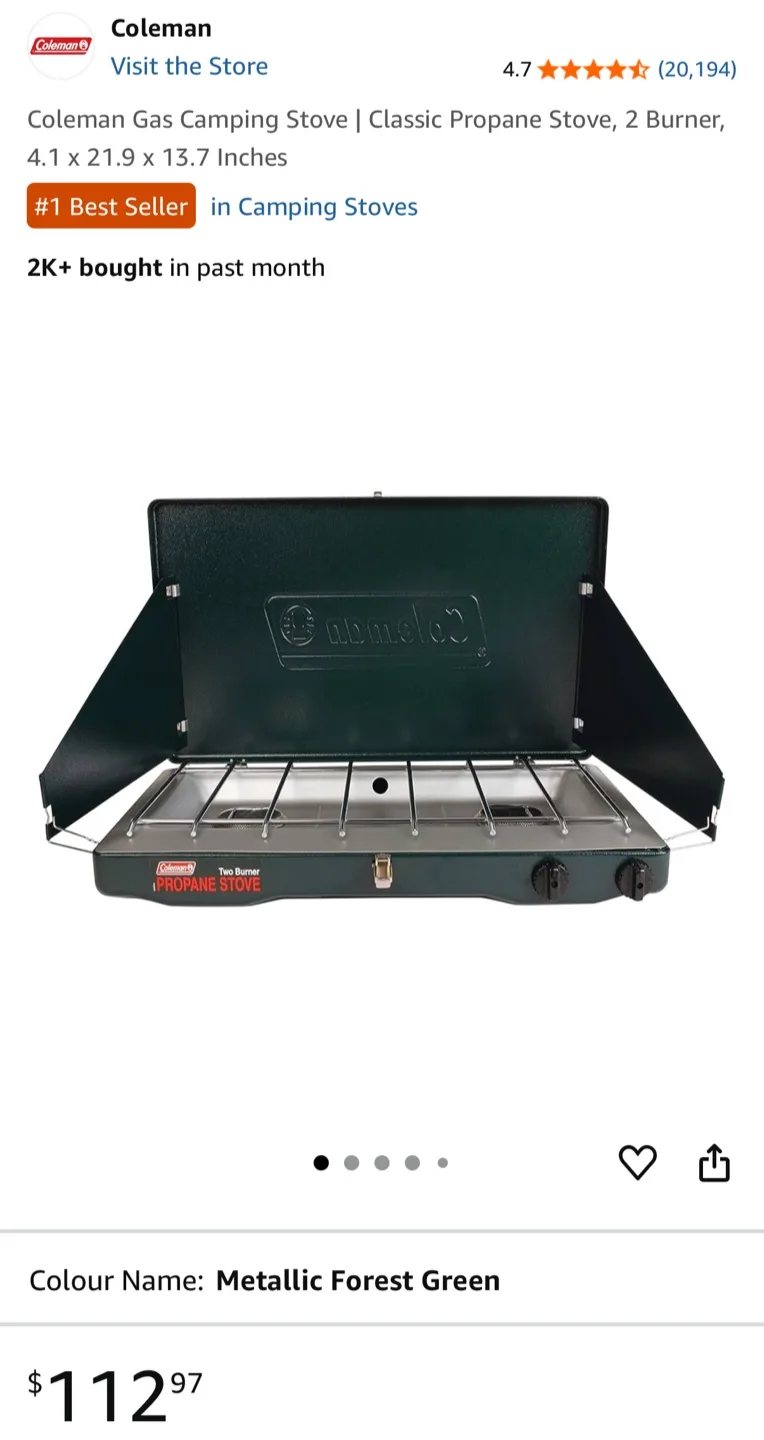 Brand New Coleman Classic Propane Camping Stove, 2 Burner thumbnail