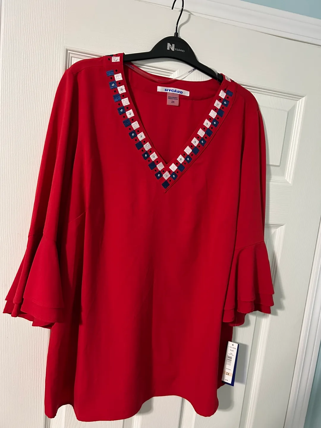 NEW Beautiful Red Blouse - Size 2X thumbnail