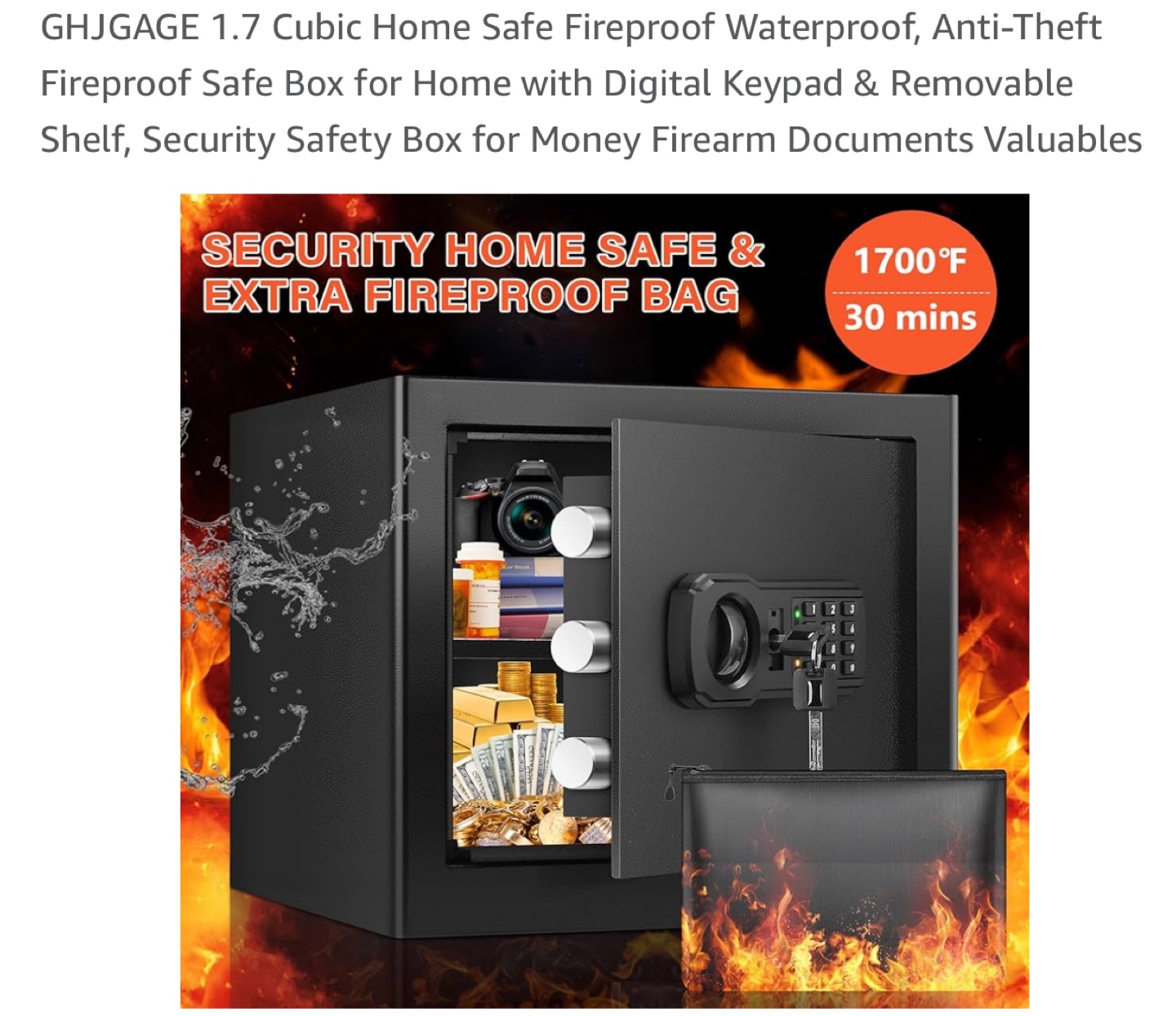 GHJGAGE 1.7 Cubic Safe - Fireproof & Waterproof - photo 5