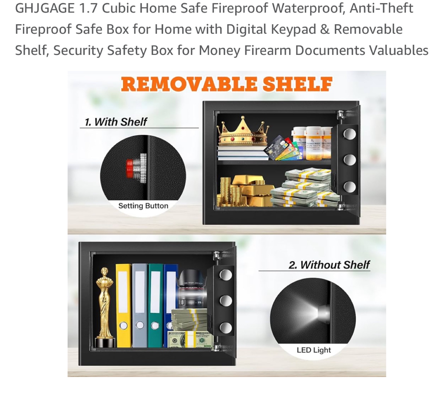 GHJGAGE 1.7 Cubic Safe - Fireproof & Waterproof - photo 3