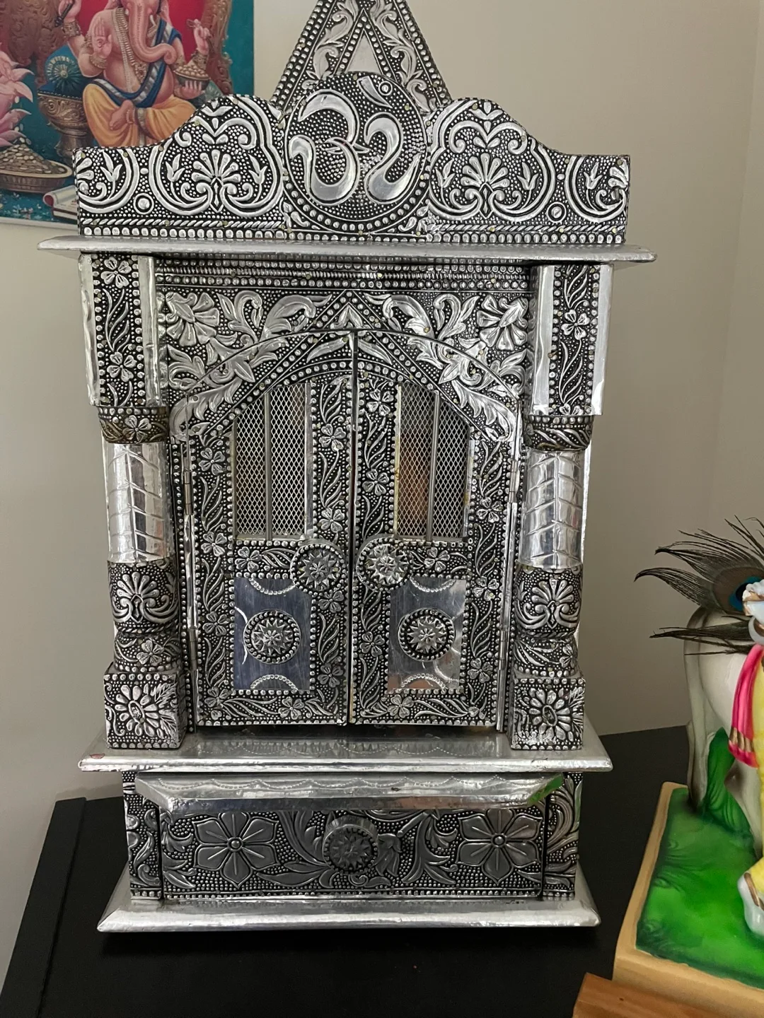 Silver small Hindu temple for home thumbnail