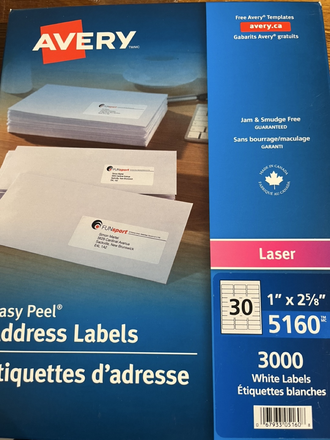 Avery 5160 Address Labels - 3000 White Labels