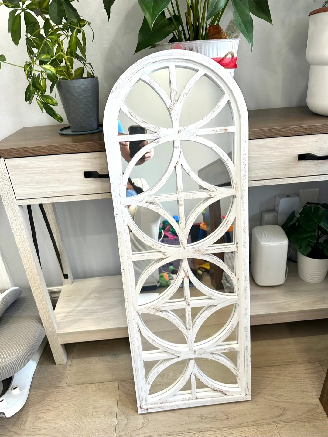 Decorative White Window Mirror thumbnail