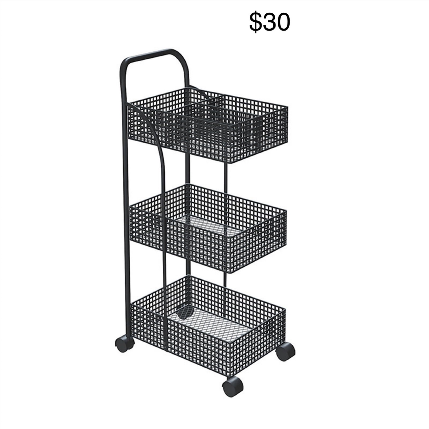 Black 3-Tier Rolling Cart - photo 3