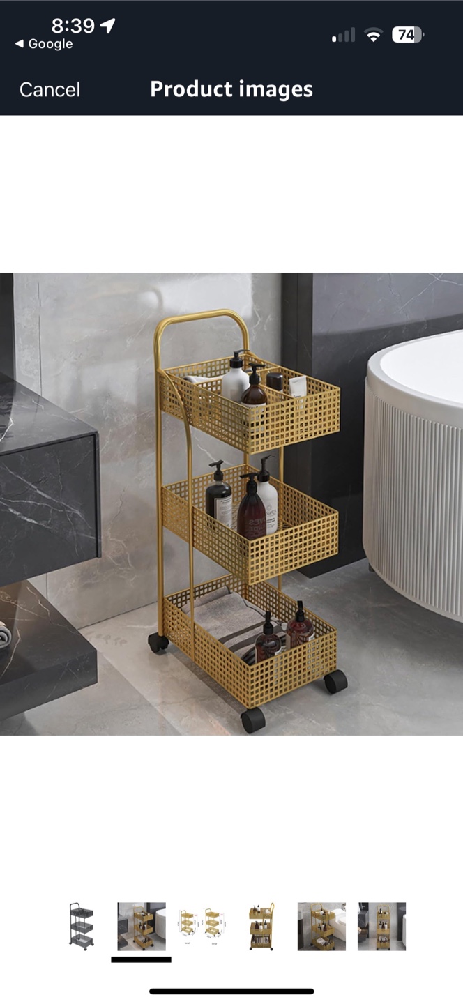 Black 3-Tier Rolling Cart - photo 4