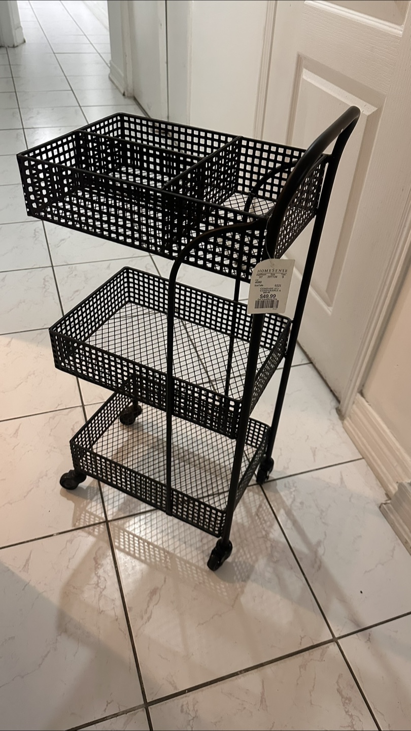 Black 3-Tier Rolling Cart - photo 2