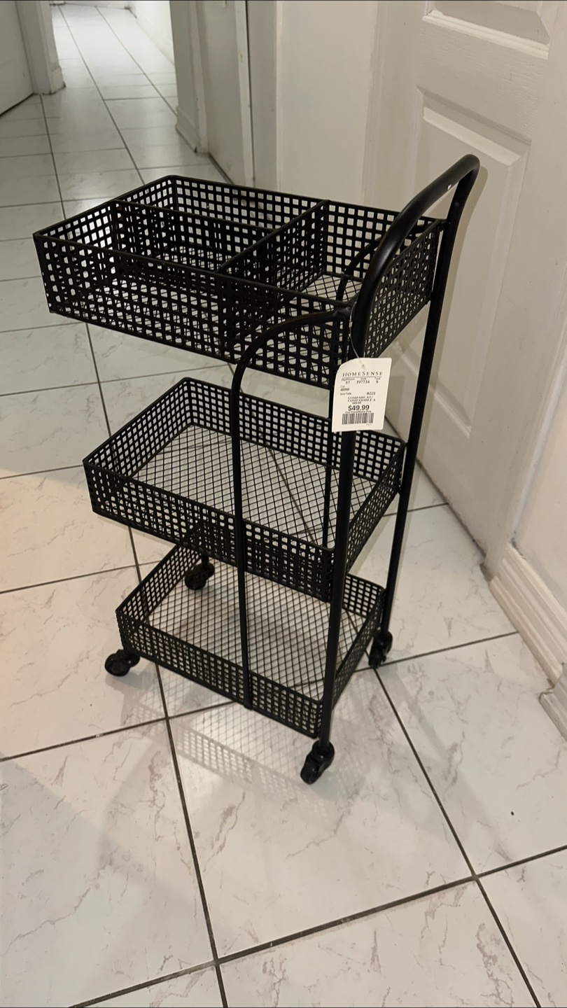 Black 3-Tier Rolling Cart