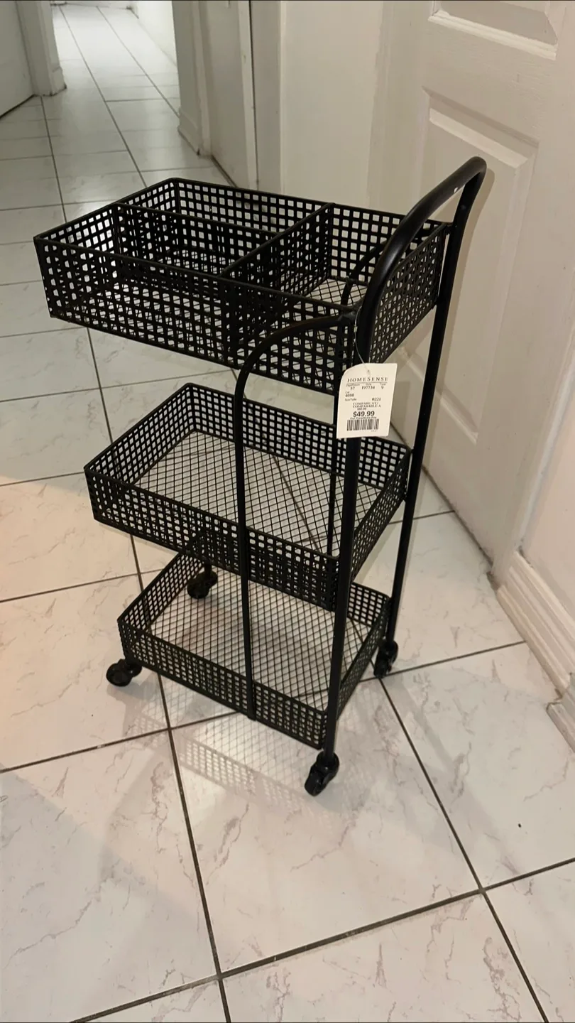 Black 3-Tier Rolling Cart thumbnail
