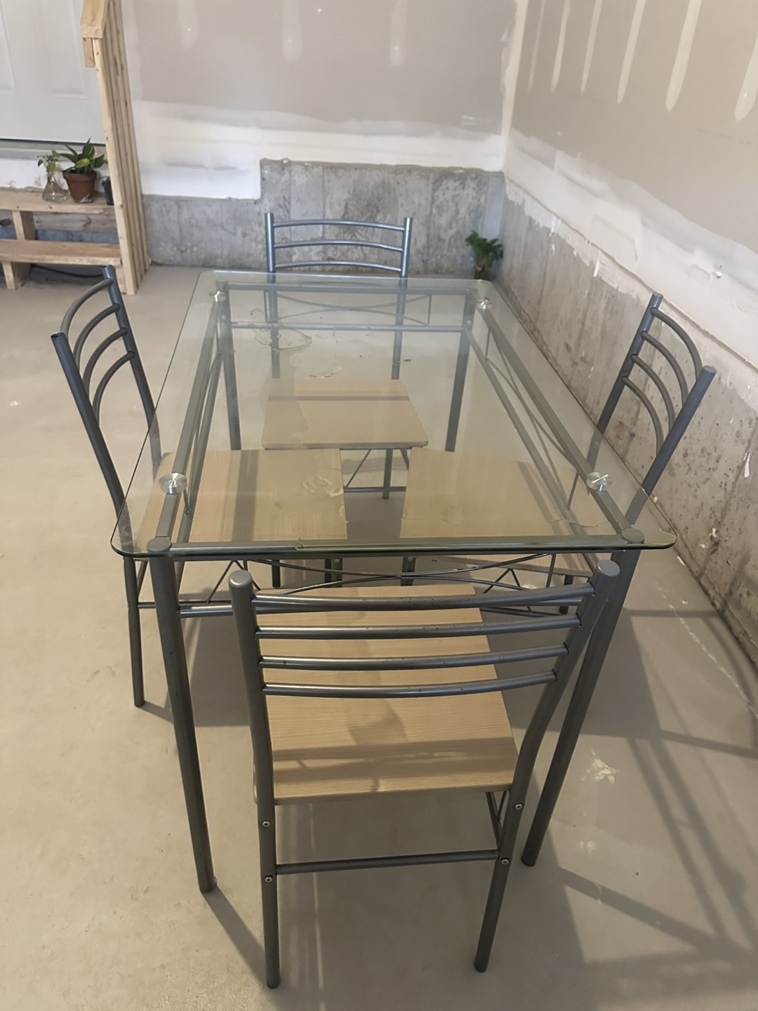 Glass Top Dining Table with 4 Chairs