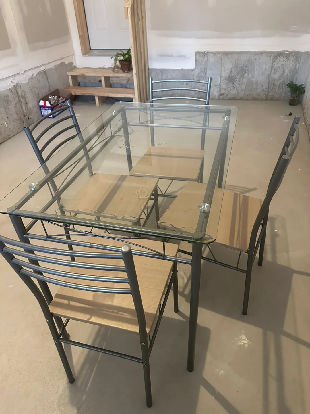 Glass Top Dining Table with 4 Chairs image indicator(2)