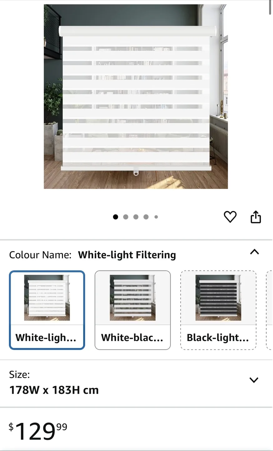 White Light Filtering Window Blinds 178x183cm image indicator(4)