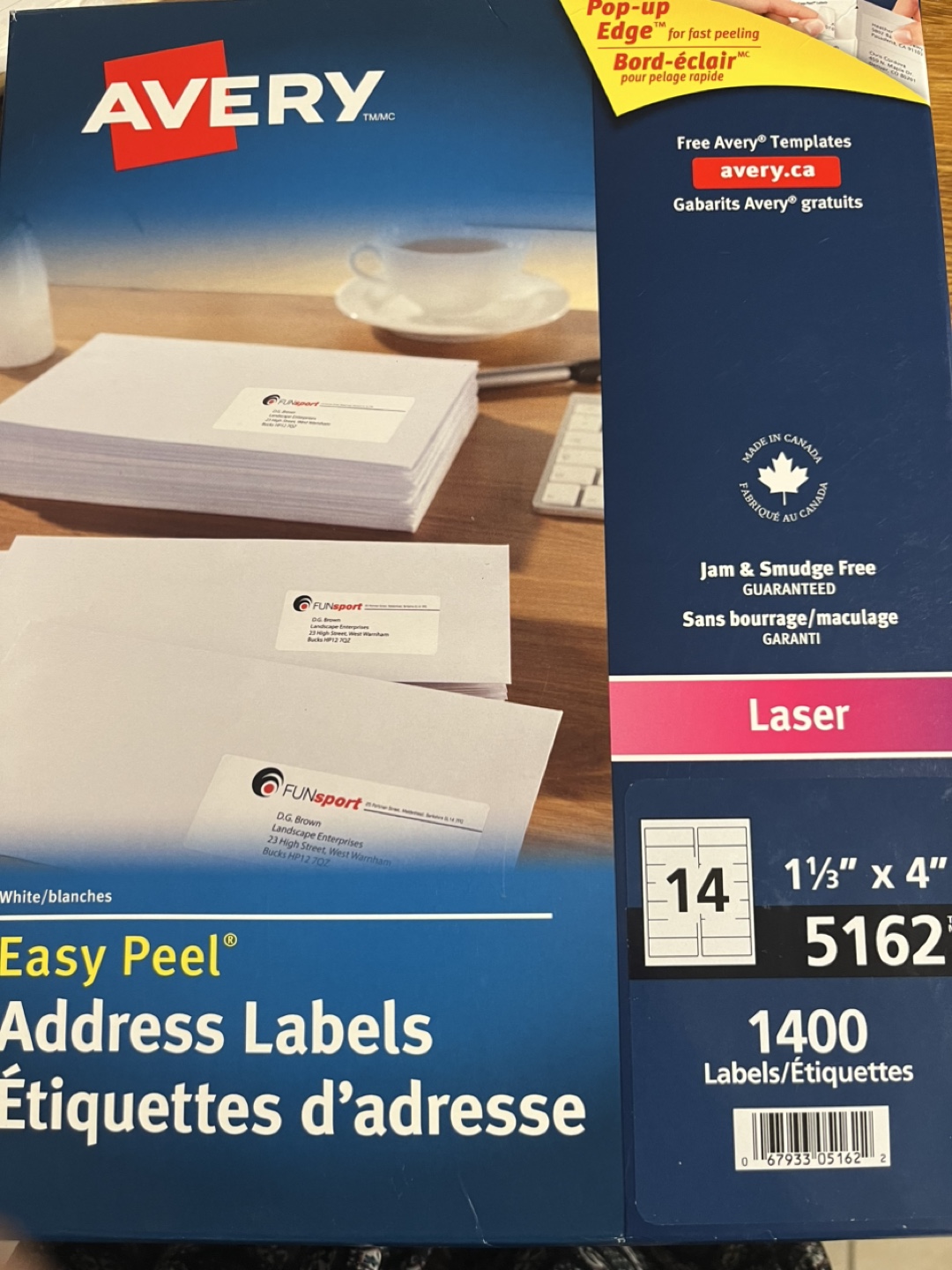 Avery 5162 Easy Peel Address Labels, 1400 count