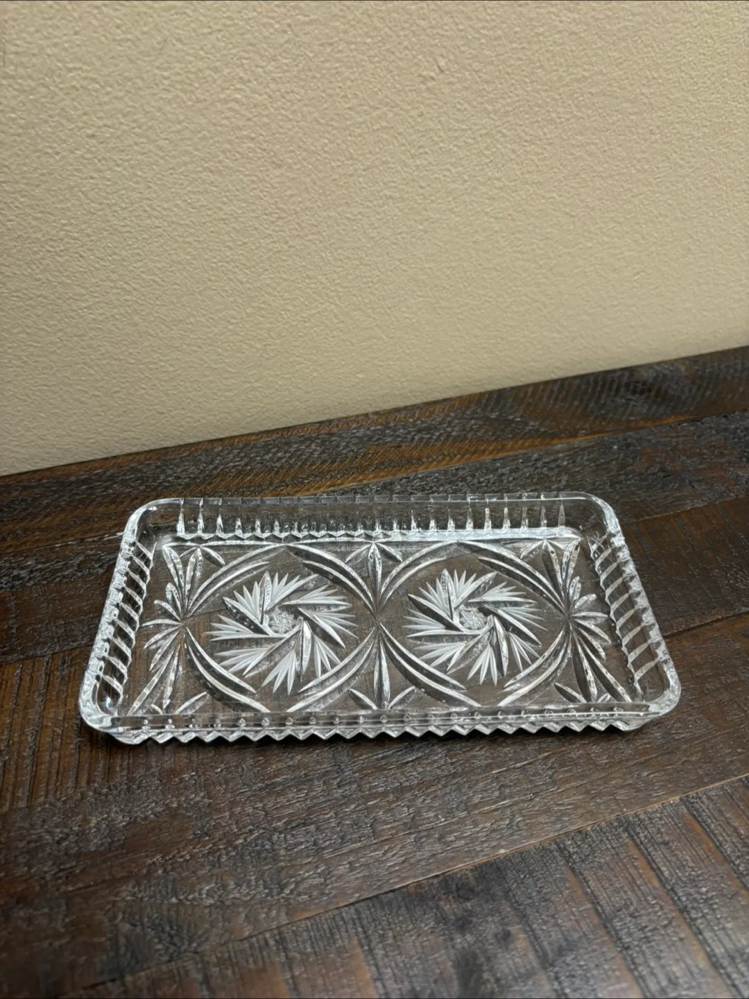 🇨🇦Vintage Clear lead crystal Tray thumbnail