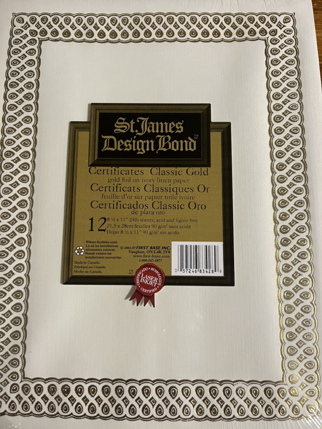 St. James Design Bond Certificates Classic Gold