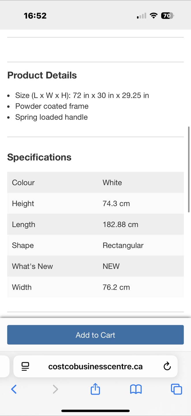 Costco Fold in Half Table - White - photo 4
