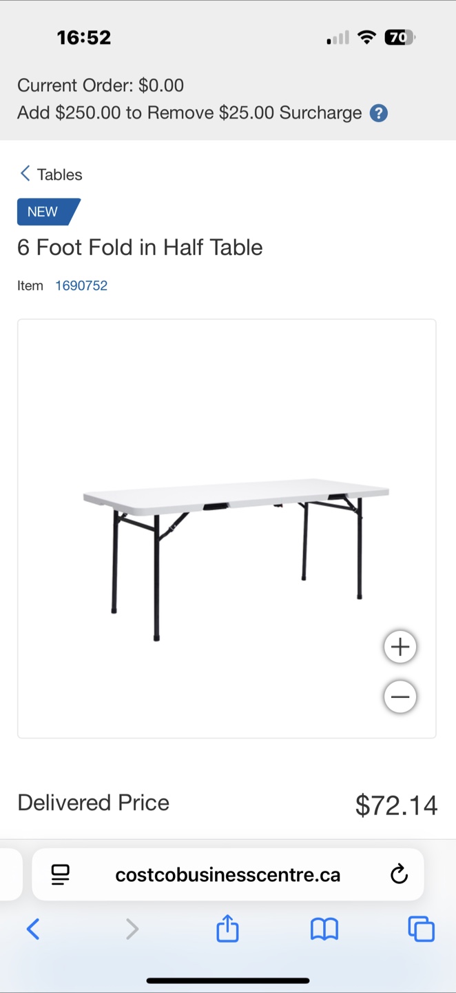 Costco Fold in Half Table - White - photo 3