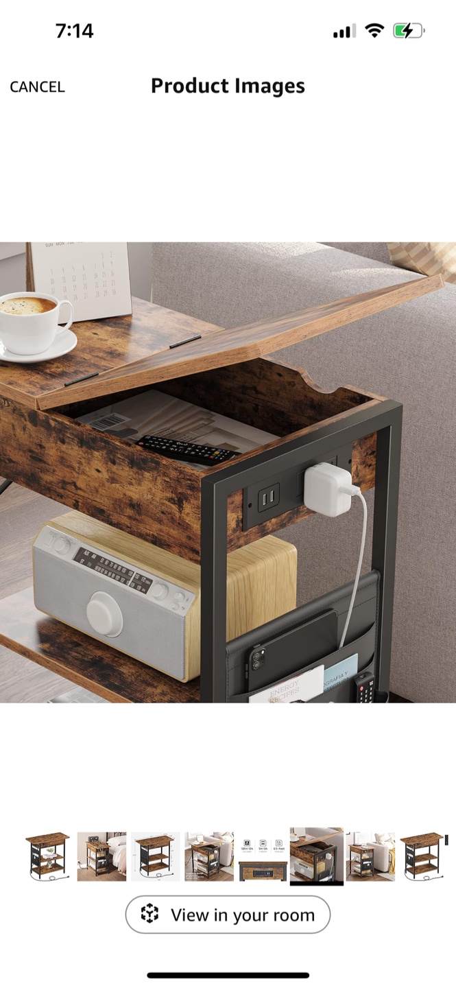 End Table with Charging Station & Flip Top Storage - photo 2
