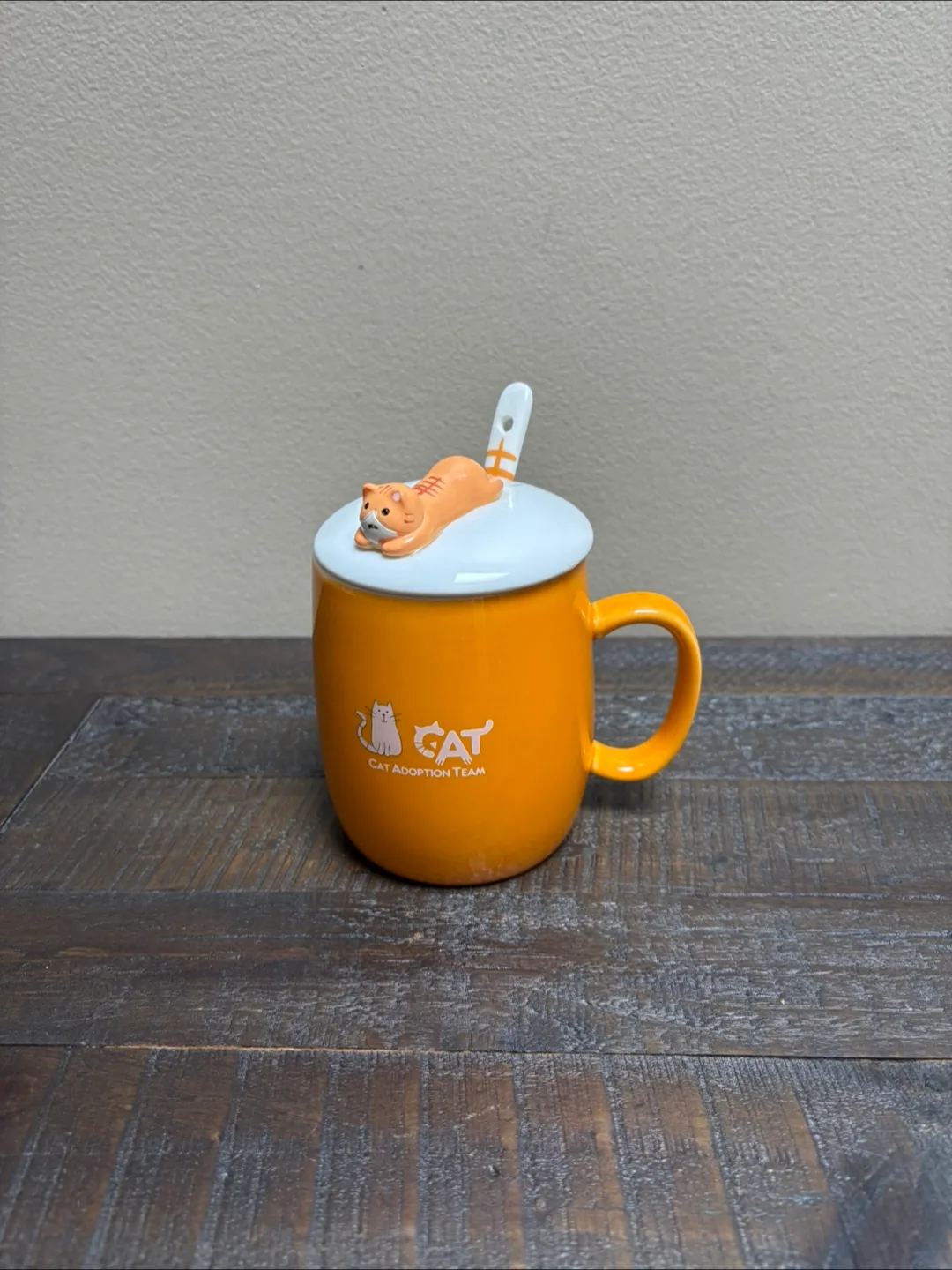 🇨🇦Orange Cat Mug with Lid & Spoon thumbnail